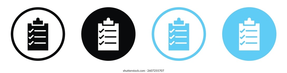 List check vector icons in black and blue colors
