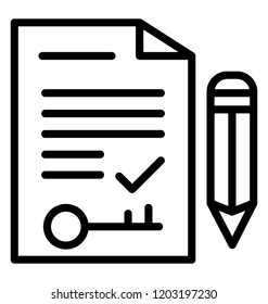 List with checkmark and key is the sign of checklist 