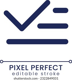 List and checkmark pixel perfect linear ui icon. Group of messages. Operation completed. GUI, UX design. Outline isolated user interface element for app and web. Editable stroke. Poppins font used