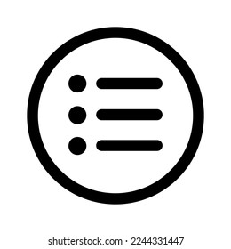 Lista la línea de icono de círculo aislada en fondo blanco. Icono delgado plano negro sobre el estilo de contorno moderno. Símbolo lineal y trazo editable. Ilustración vectorial de trazo simple y de píxel perfecto.