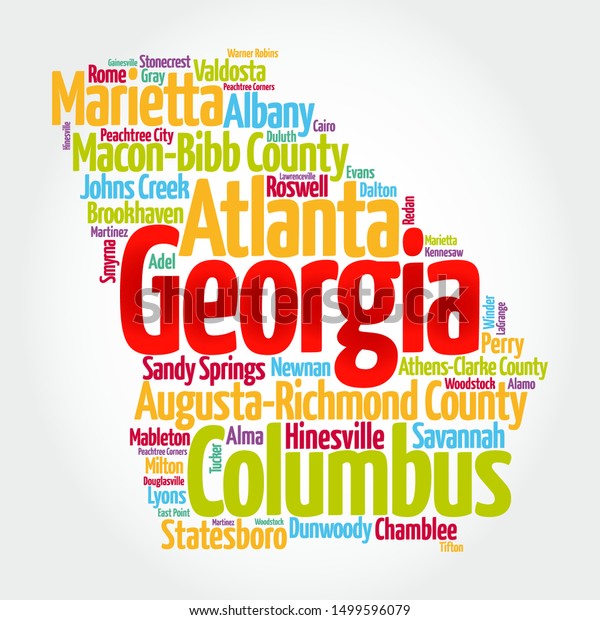 List Cities Usa State Map Stock Vector (Royalty Free) 1499596079