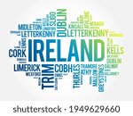 List of cities in Ireland word cloud collage, business and travel concept background