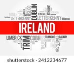 List of cities in Ireland word cloud collage, business and travel concept background