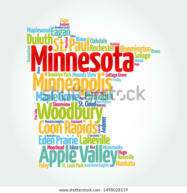 List Cities Minnesota Usa State Map Stock Vector Royalty Free