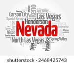 List of cities in Nevada USA state, word cloud concept background