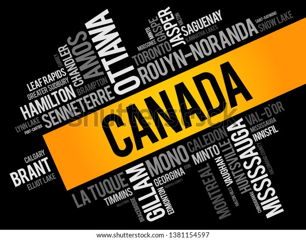 List Cities Towns Canada Word Cloud Backgrounds Textures