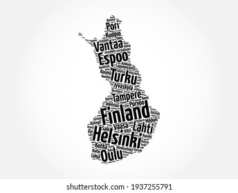 Lista de ciudades y pueblos de Finlandia, recopilación de mapas de nubes de palabras, antecedentes del concepto de negocios y viajes
