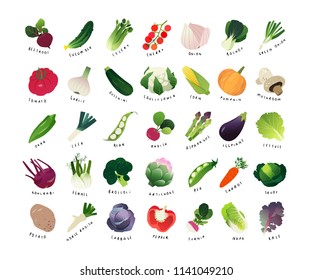 List of common vegetables, clip art miniatures of common vegetables