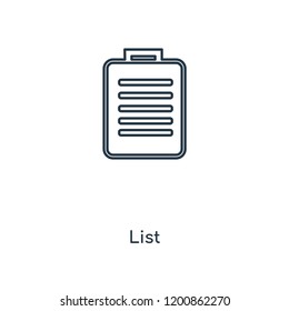 List concept line icon. Linear List concept outline symbol design. This simple element illustration can be used for web and mobile UI/UX.
