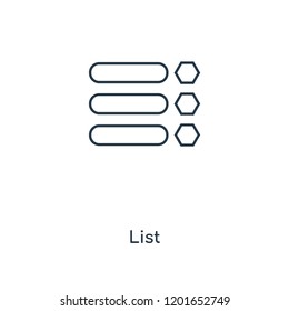 List concept line icon. Linear List concept outline symbol design. This simple element illustration can be used for web and mobile UI/UX.