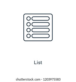 List concept line icon. Linear List concept outline symbol design. This simple element illustration can be used for web and mobile UI/UX.