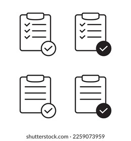 List confirmation icon in line style. Confirm list, check list, approve form icon. Stock vector illustration.