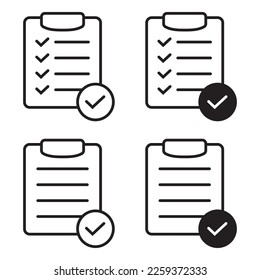 List confirmation icon in line style. Confirm list, check list, approve form icon. Stock vector illustration.