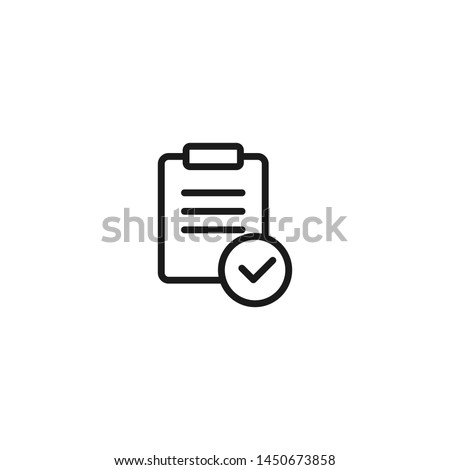 List confirmation icon in line style. Confirm list, check list, approve form icons.