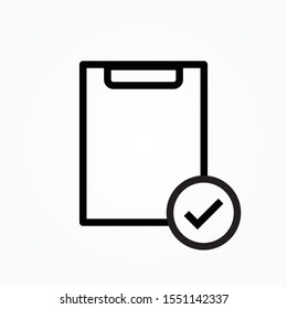 List confirmation outline single icon in line style. Confirm list, check list, approve form  icons.
