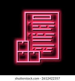 list of delivering packages neon light sign vector. list of delivering packages illustration