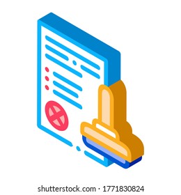 List Denial Stamp Icon Vector. Isometric List Denial Stamp sign. color isolated symbol illustration