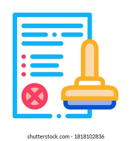 List Denial Stamp Icon Vector. Outline List Denial Stamp Sign. Isolated Contour Symbol Illustration