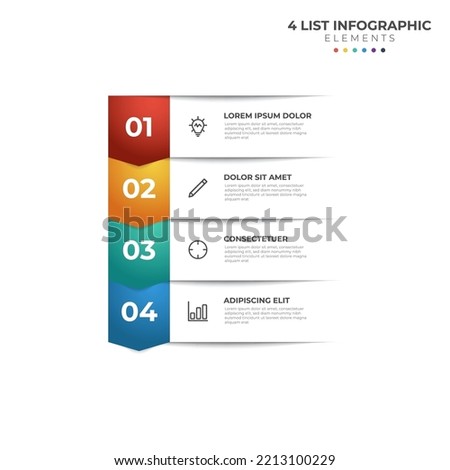List Diagram with 4 points of steps, colorful business infographic element template vector.