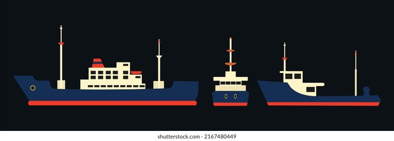 List Different Type Water Transportation Ships Stock Vector (Royalty ...