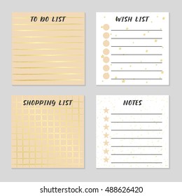 List to do, wish list, shopping list, notes. Planner Template. Organizer. cute trendy colors. vector illustration