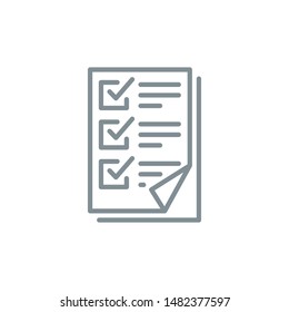 list document outline flat icon. Single high quality outline logo symbol for web design or mobile app. Thin line sign for design logo. gray icon pictogram isolated on white background