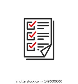 list document outline flat icon. Single high quality outline logo symbol for web design or mobile app. Thin line sign for design logo. Black and red icon pictogram isolated on white background