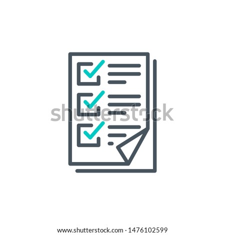 list document outline flat icon. Single high quality outline logo symbol for web design or mobile app. Thin line sign for design logo. Black and blue icon pictogram isolated on white background