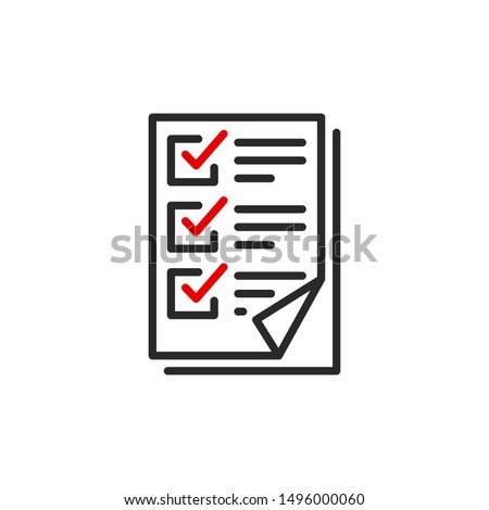 list document outline flat icon. Single high quality outline logo symbol for web design or mobile app. Thin line sign for design logo. Black and red icon pictogram isolated on white background