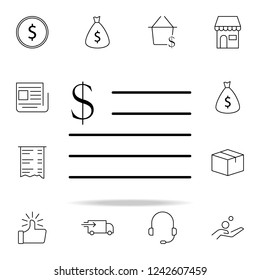 list dollar icon. e-commerce icons universal set for web and mobile