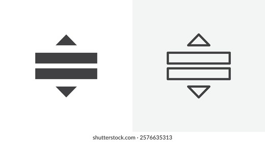 List dropdown icon set in black flat solid and outlined style.