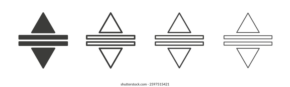 List dropdown vector icon set in black and white color.