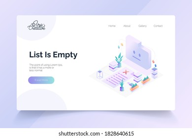 List is empty isometric. landing page vector template