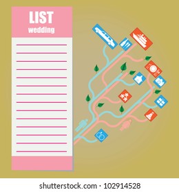 List of events during the wedding. Vector illustration.