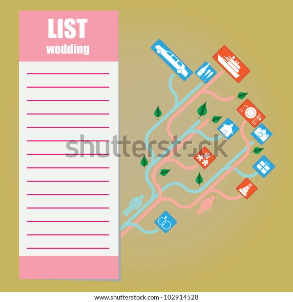 List\
of events during the wedding. Vector\
illustration.