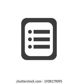 List File Icon Isolated on Black and White Vector Graphic