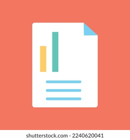 Icono de lista con gráficos. Estimación de ingresos y gastos, reporte en empresa u organización, investigación de marketing. Afiche o cartel para el sitio web. Gráfico y diagrama. Dibujo vectorial plano de dibujos animados