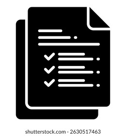 Icono de glifo de lista. Diseño de icono de Vector simple en estilo gylph. Formato de Vector editable
