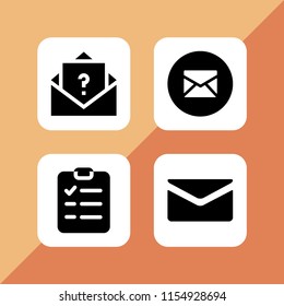 list icon. 4 list set with clipboard and mail vector icons for web and mobile app
