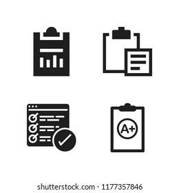 list icon. 4 list vector icons set. clipboard with a, checklist and clipboard icons for web and design about list theme