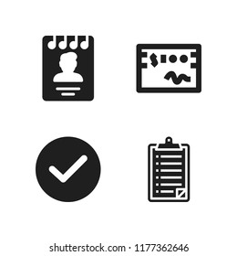 list icon. 4 list vector icons set. clipboard, agenda and check icons for web and design about list theme
