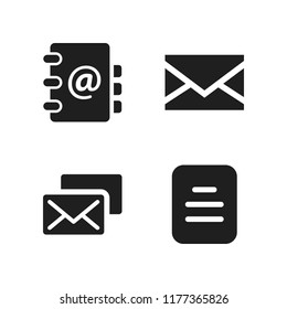 list icon. 4 list vector icons set. address book, note and subscribe icons for web and design about list theme