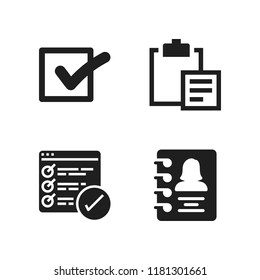 list icon. 4 list vector icons set. checklist, agenda and clipboard icons for web and design about list theme