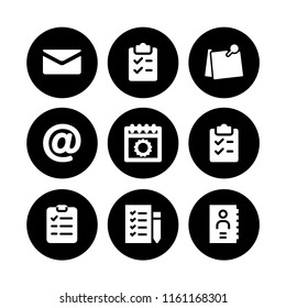 list icon. 9 list set with shopping list, agenda, checklist and daily calendar vector icons for web and mobile app