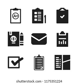 list icon. 9 list vector icons set. check mark, check and clipboard with a icons for web and design about list theme