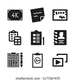 list icon. 9 list vector icons set. agenda, clipboard and check icons for web and design about list theme