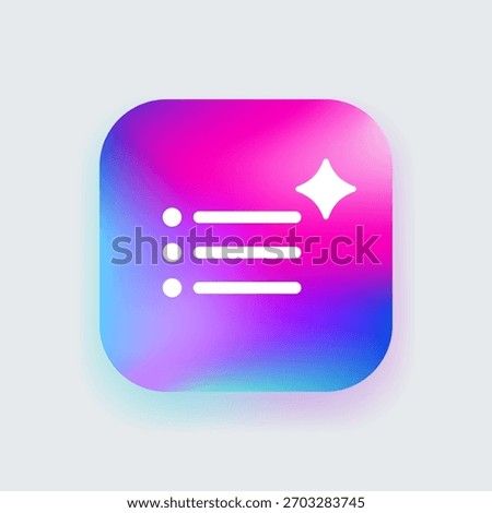 List icon AI-enhanced organization, intelligent task management and automated content prioritization in digital workflows. Smart data structuring, optimized task sorting and intelligent prioritization