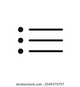 Icono de la lista signo de contorno de Vector blanco y negro