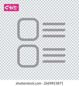 Icono de lista, ícono de categoría, ícono de menú, archivo de ilustración de ícono de Vector de formato EPS
