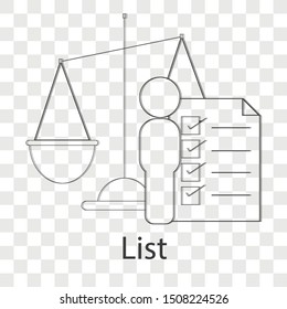  List icon concept on transparency background. Business idea object.  Line vector illustration use for your project.